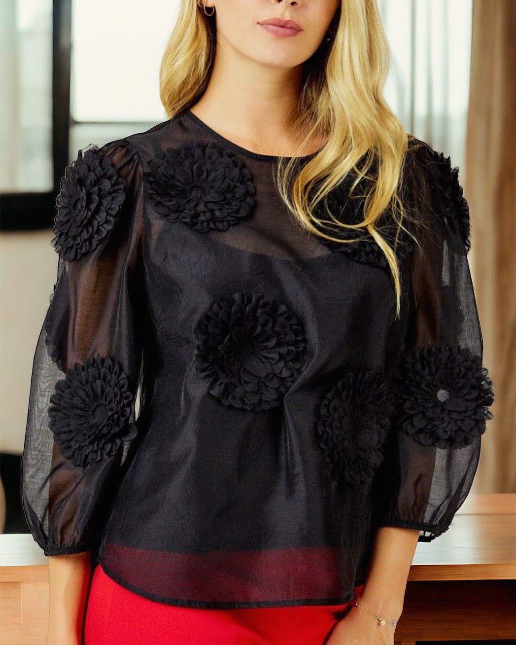 Blusa rosa organza
